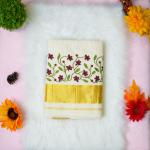 Traditional kerala handloom tissue saree - floral design embroidery