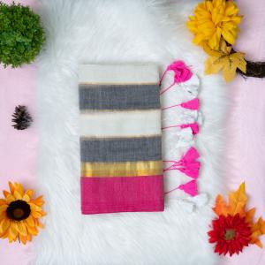 120 count Mulcotton saree with wide boarder