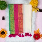 120 count Mulcotton saree with wide boarder