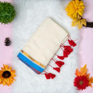 120 count Mulcotton saree with small boarder