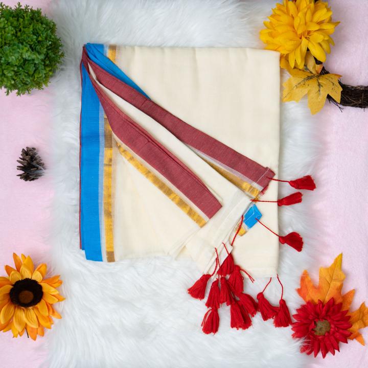 120 count Mulcotton saree with small boarder