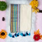 120 count Mulcotton white saree with boarder