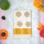 Traditional kerala handloom saree - Gold n black embroidery