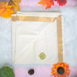 Traditional kerala handloom saree - Gold n black embroidery