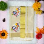 Traditional kerala handloom tissue saree - printed krishna design