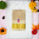 Traditional kerala handloom saree - embroidery peacock design