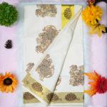 Handloom set saree with golden boarder - Mayoori