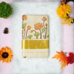 Traditional kerala handloom saree - lotus embroidery