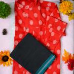 Kathakali printed full sleeve red shirt with matching dhoti for men - Size Large