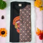 Size L - Theyyam art printed full sleeve black brown shirt for men