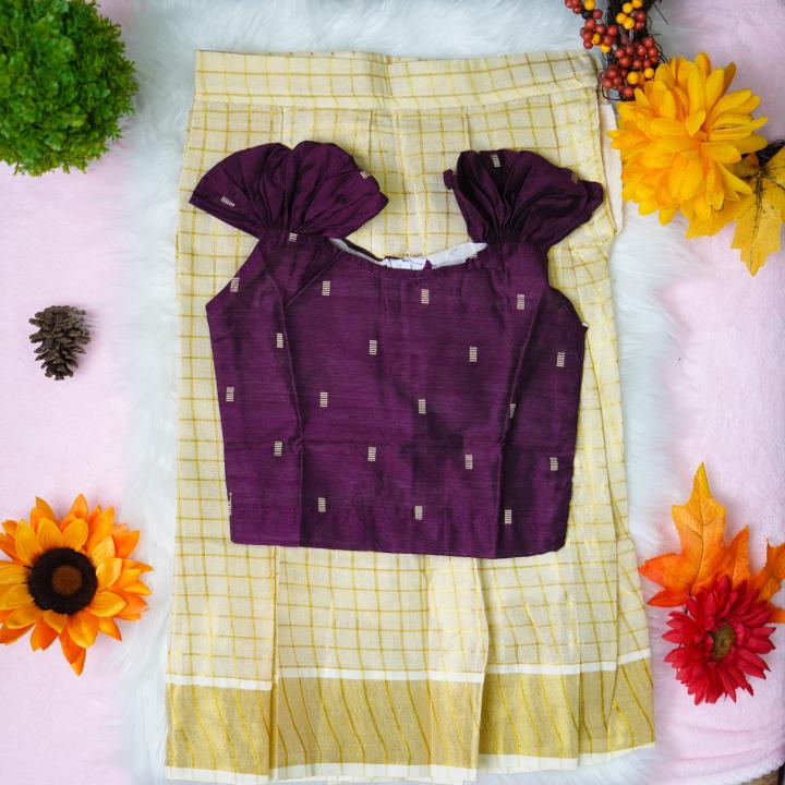 Traditional kerala pattupaavada and blouse - 4 yr old