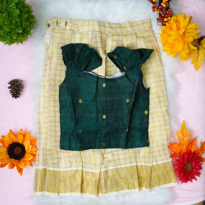 Traditional kerala pattupaavada and blouse - 4 yr old