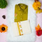 6 yr old - Kids traditional kerala printed silk shirt with matching printed velcro dhoti